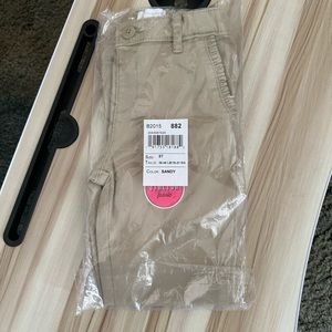 Toddler Girls Uniform Ruffle Skinny Chino Pants - Sandy